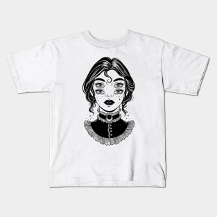 Cute victorian witch with four eyes Kids T-Shirt